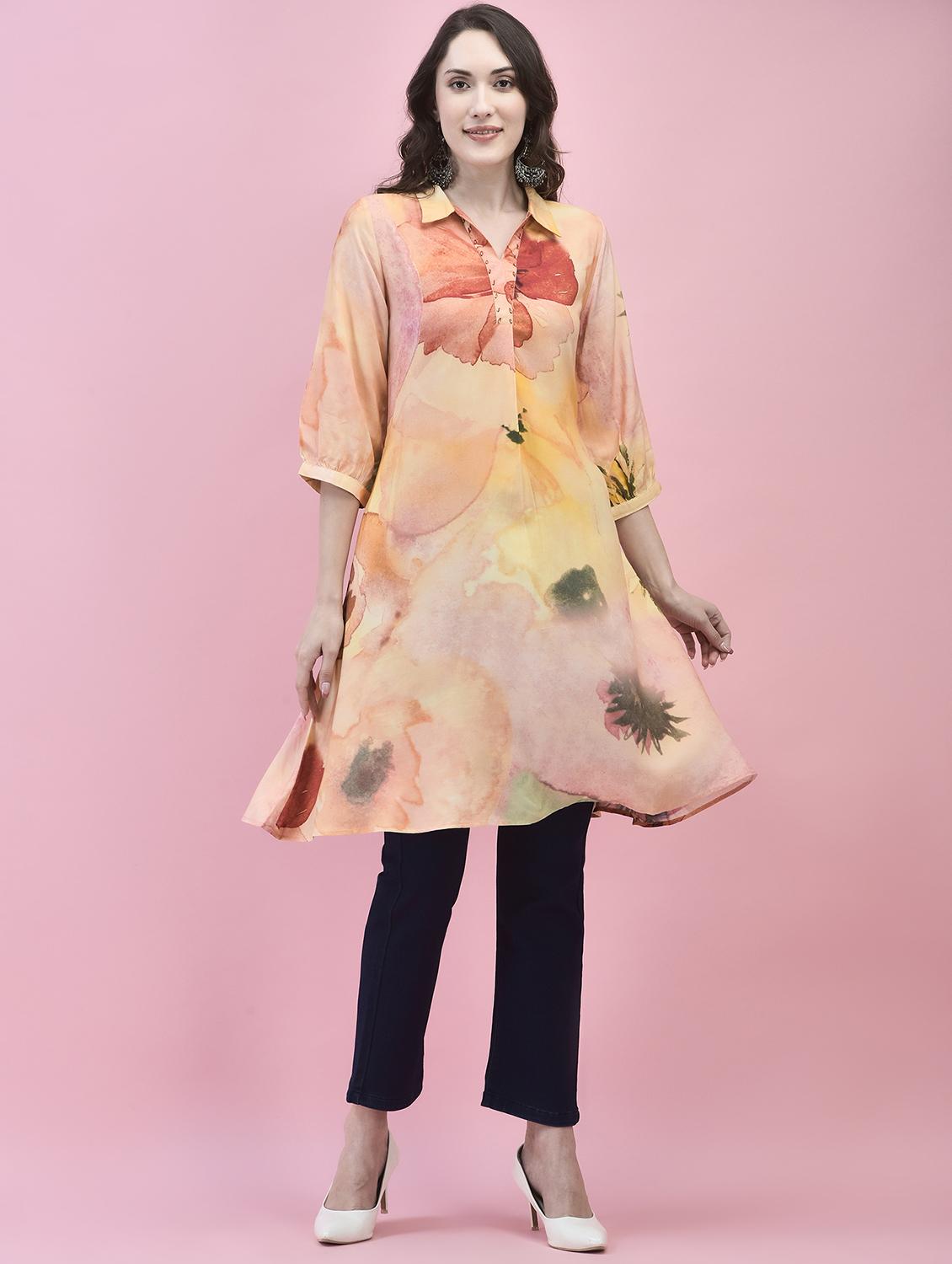 women multicolored printed a-line kurta