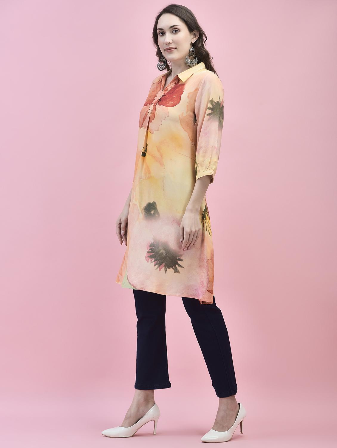 women multicolored printed a-line kurta - 21338143 - Standard Image - 1