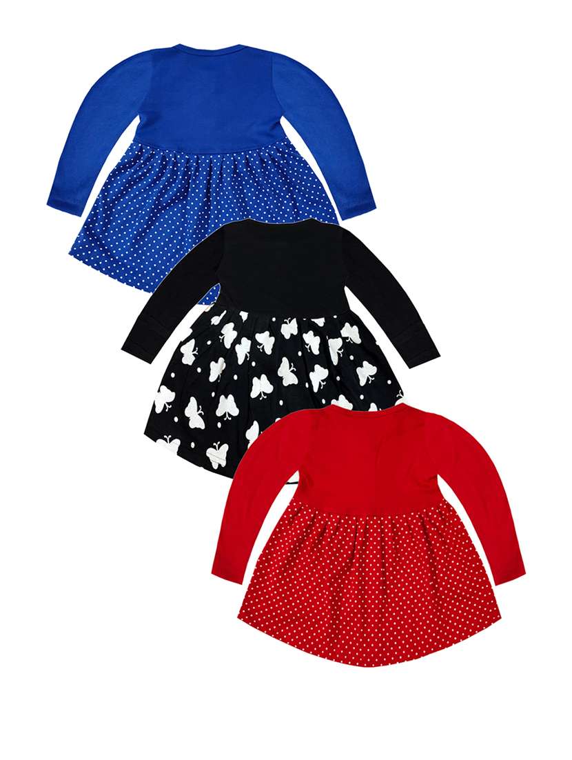 pack of 3 printed cotton blend frock - 21338336 -  Standard Image - 1