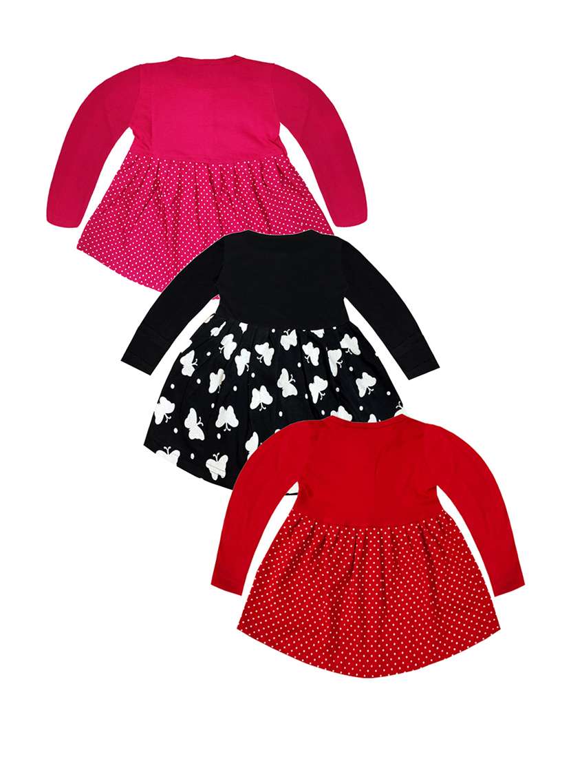 pack of 3 printed cotton blend frock - 21338338 -  Standard Image - 1