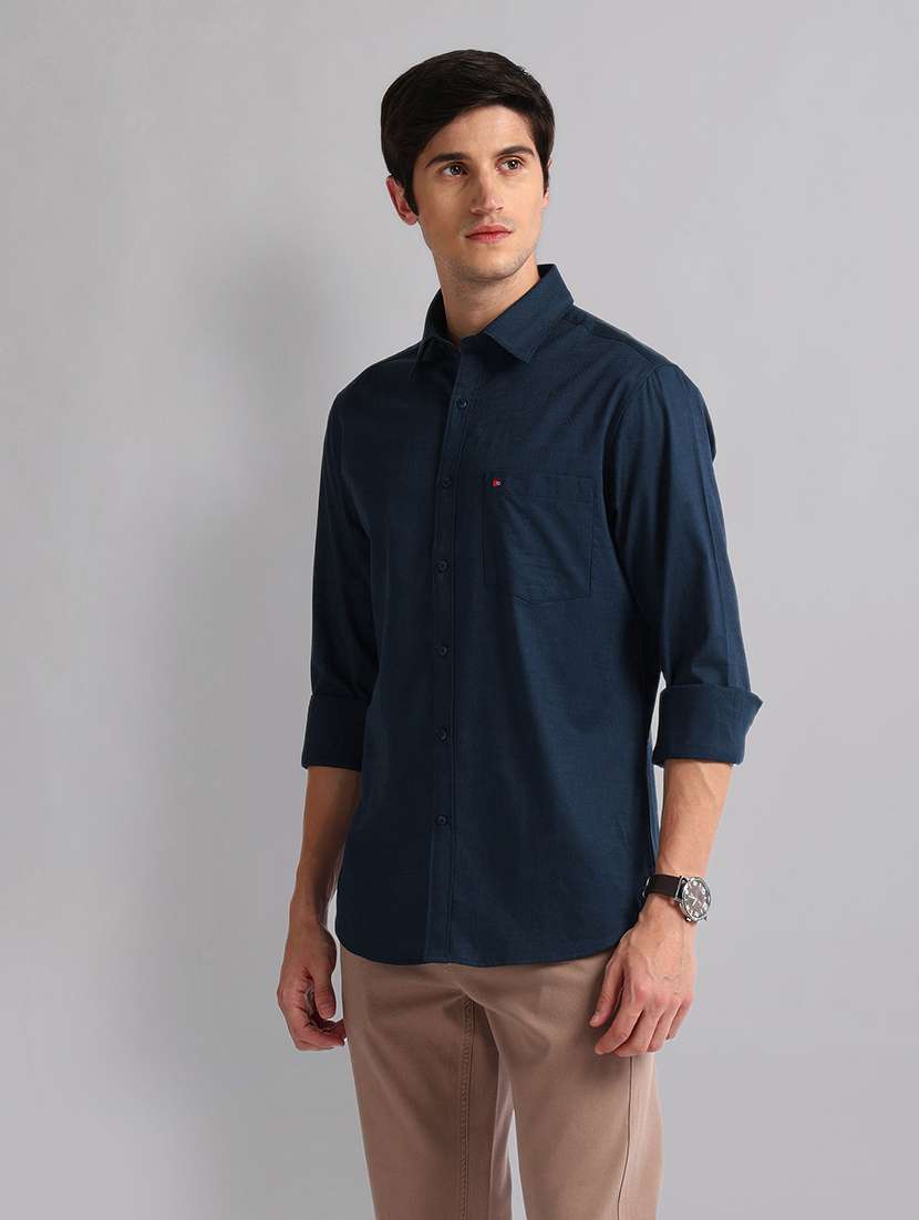 men blue cotton casual shirt - 21338391 -  Standard Image - 1
