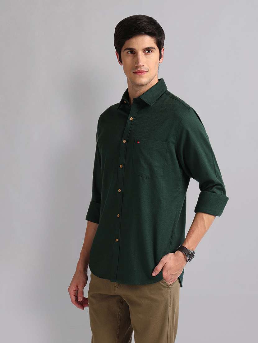 men long sleeve solid casual shirt - 21338393 -  Standard Image - 1