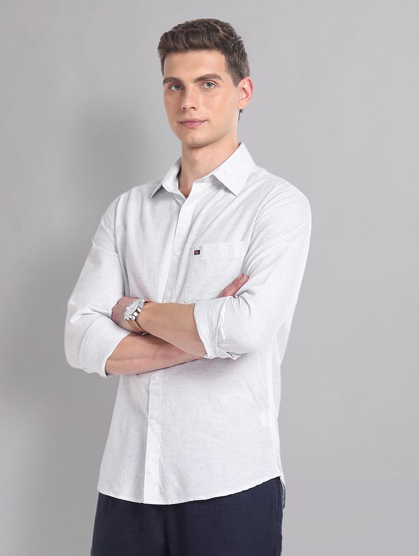 men white cotton casual shirt - 21338397 -  Zoom Image - 0