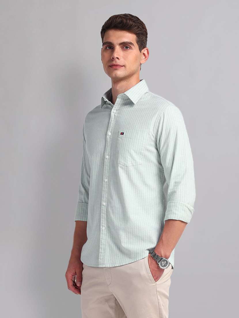 men long sleeve stripes casual shirt