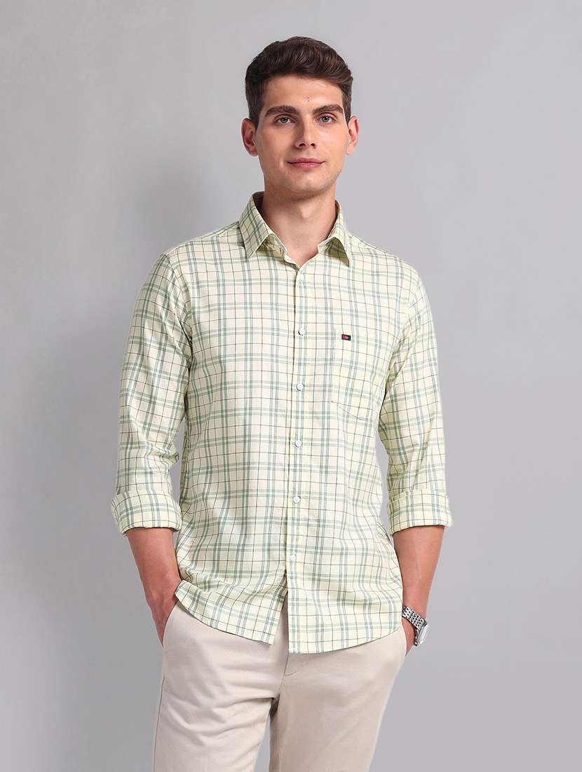 men checkered cotton casual shirt