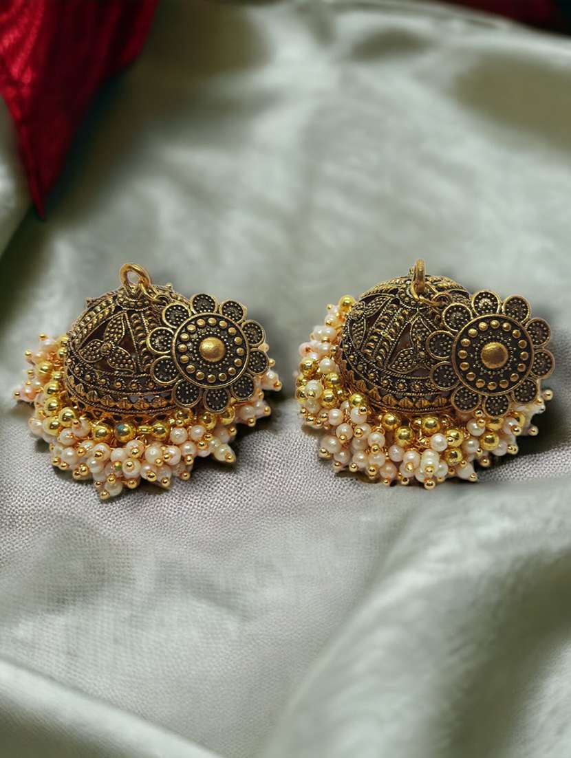 gold jhumka earring - 21338512 - Standard Image - 1