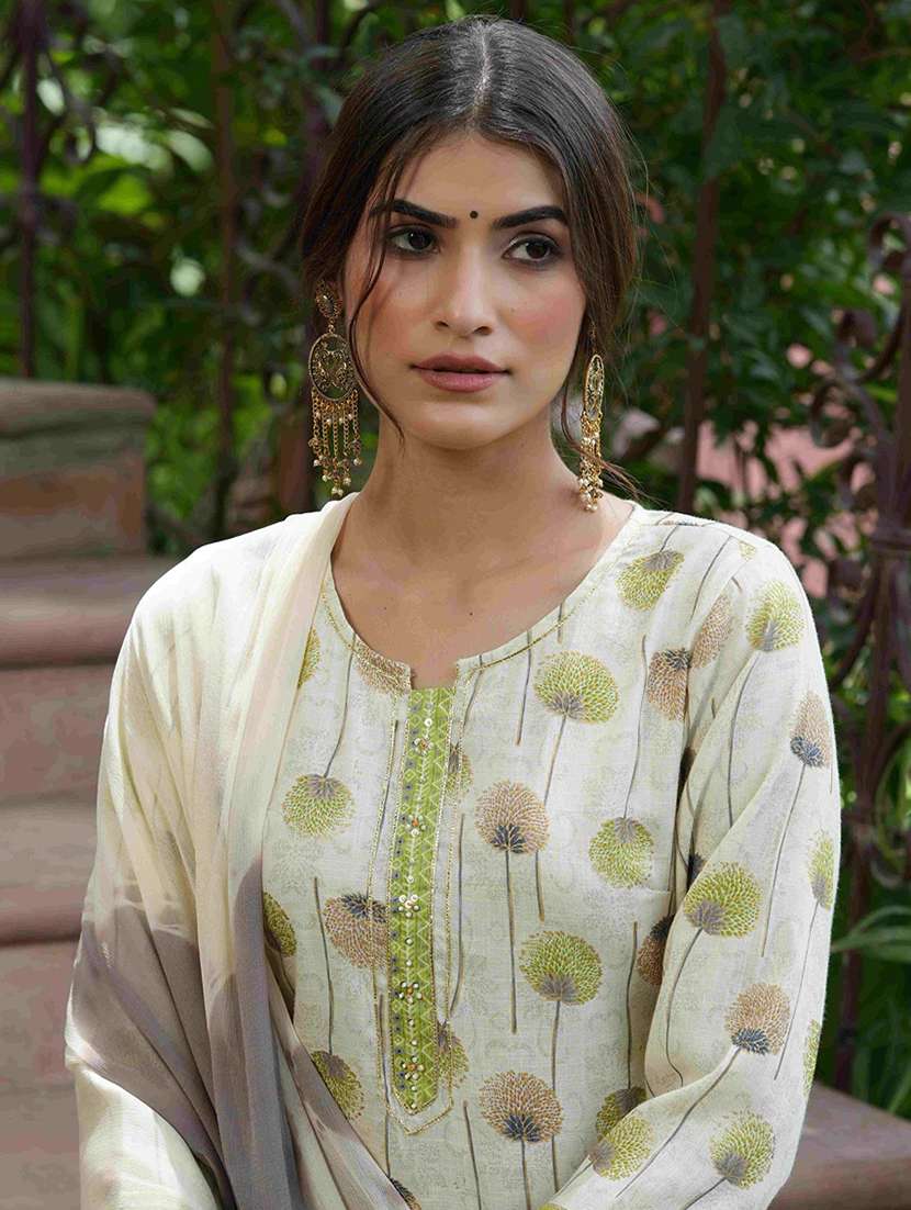 women three quarter sleeve kurta pant with dupatta set - 21338539 - Standard Image - 4