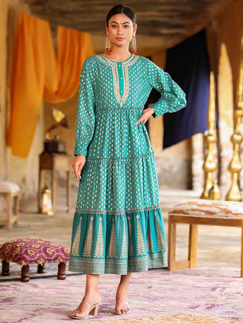 women printed tiered dress - 21338621 -  Standard Image - 0