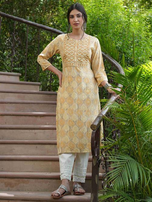 women three quarter sleeve straight kurta - 21338684 -  Standard Image - 0