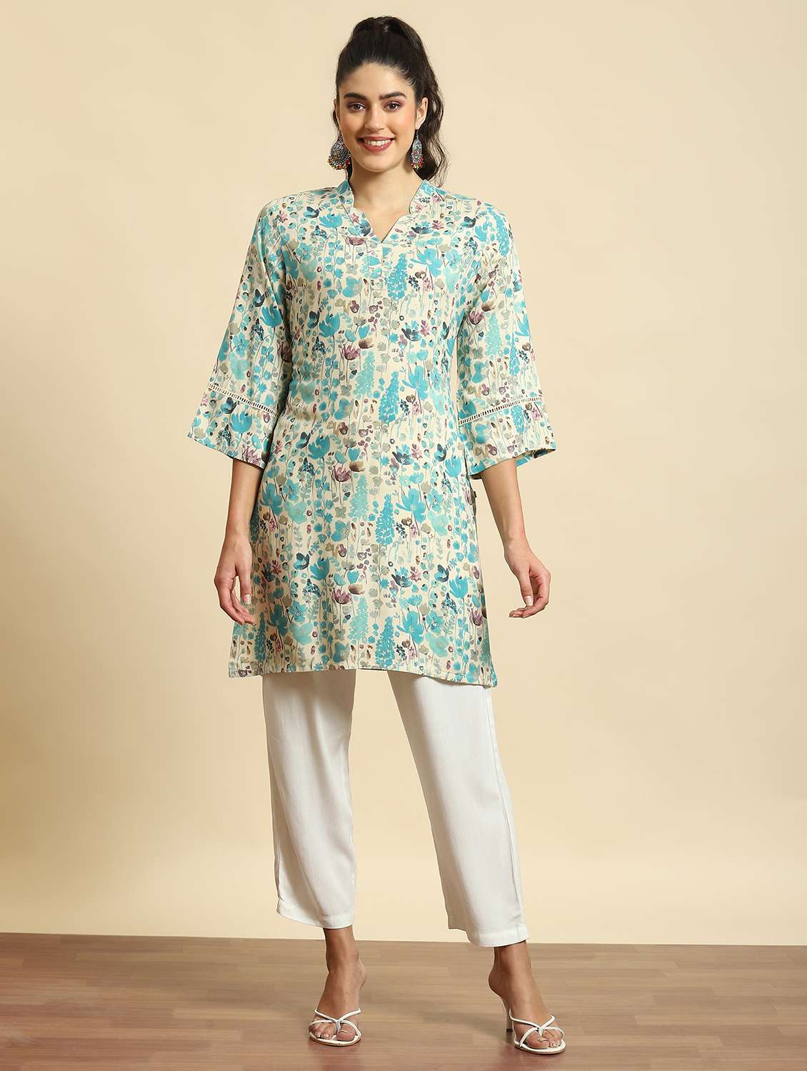 blue rayon straight kurta