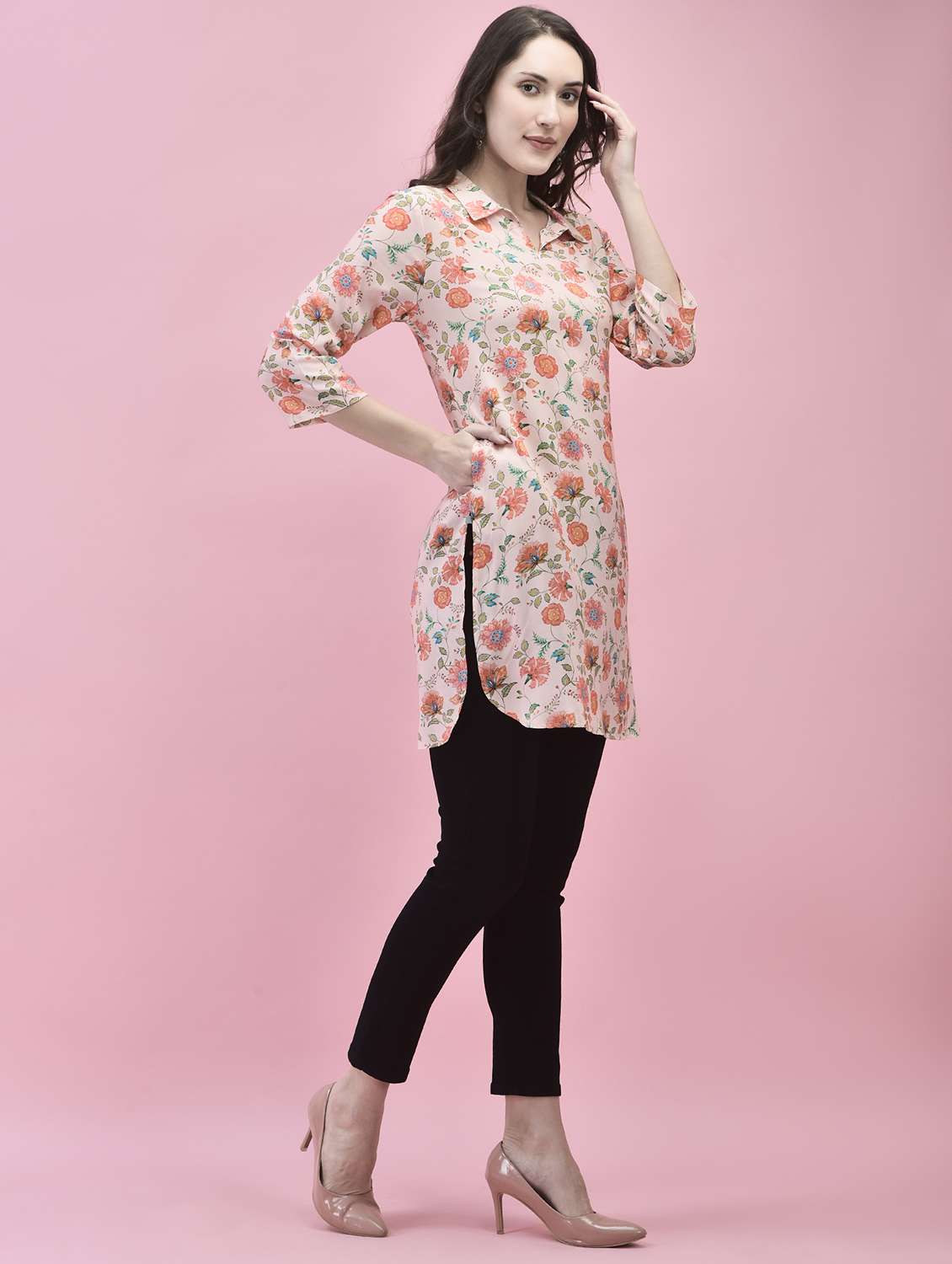 women floral printed straight kurti - 21339301 -  Standard Image - 1