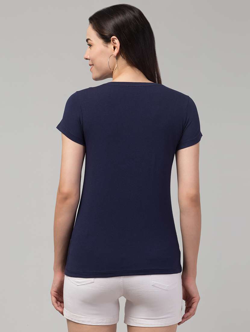 women solid short sleeves plain t-shirt - 21339466 - Standard Image - 1