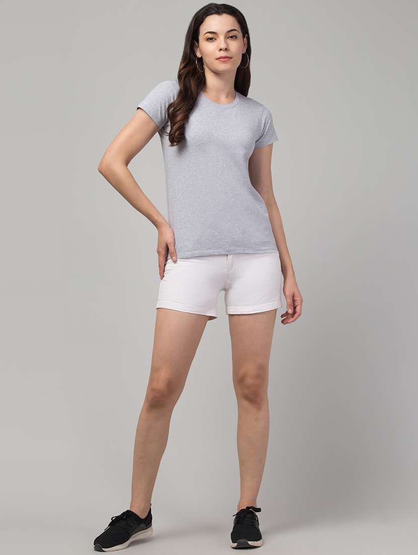 women solid short sleeves plain t-shirt - 21339467 - Standard Image - 4
