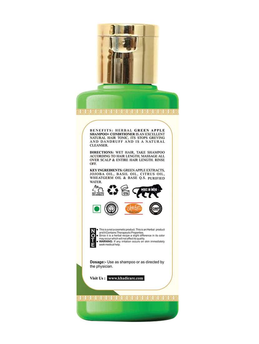 khadi care herbal green apple shampoo + conditioner - 210ml - 21339519 -  Standard Image - 1