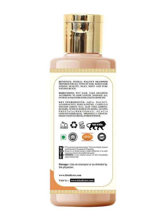 khadi care herbal walnut shampoo - 210ml - 21339530 -  Standard Image - 1