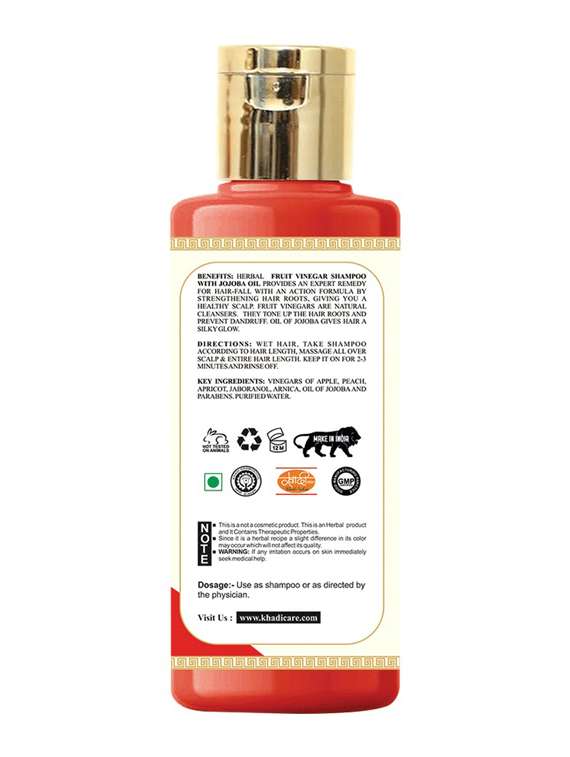 khadi care herbal fruit vinegar shampoo with jojoba oil - 210ml - 21339535 -  Standard Image - 1