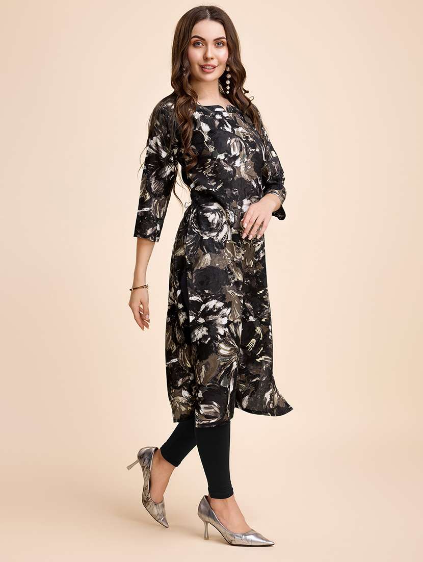 women three quarter sleeve straight kurta - 21339783 -  Standard Image - 1