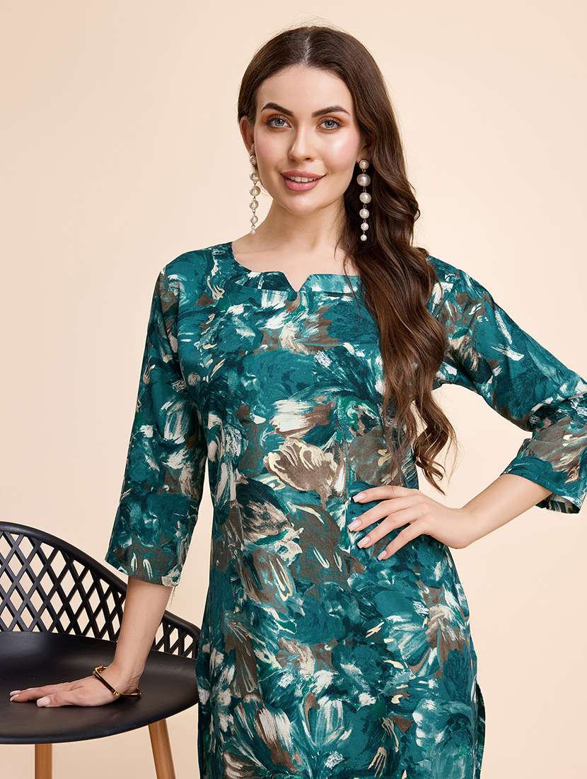 women three quarter sleeve straight kurta - 21339785 -  Standard Image - 4