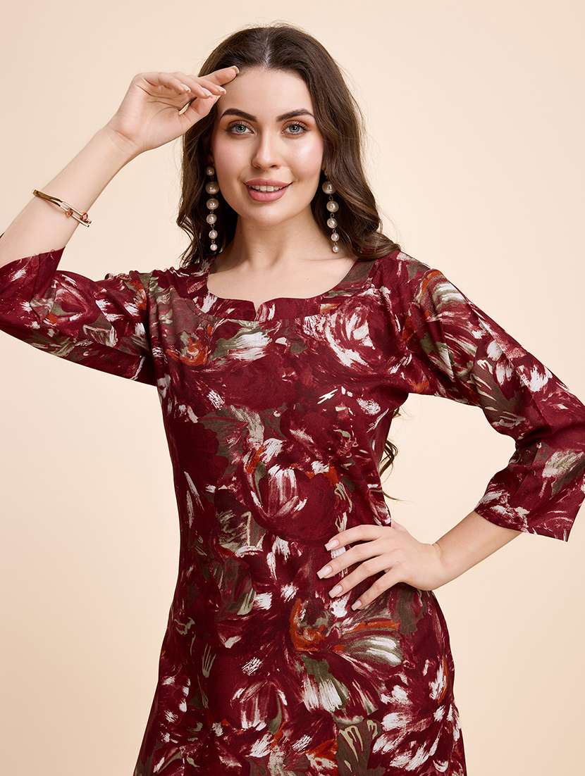 women three quarter sleeve straight kurta - 21339786 -  Standard Image - 4