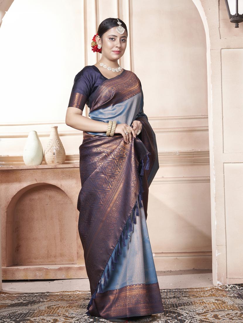 women self design kanjivaram saree with blouse - 21340485 - Standard Image - 1