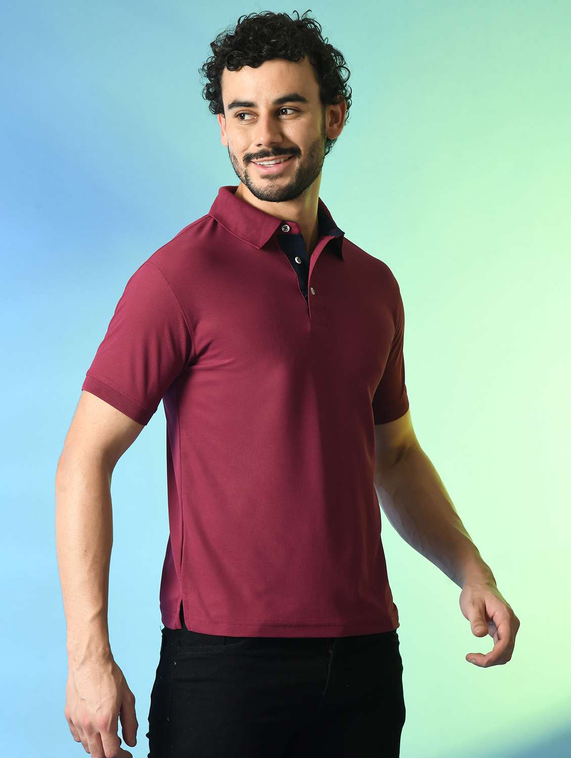 men solid polo t-shirt