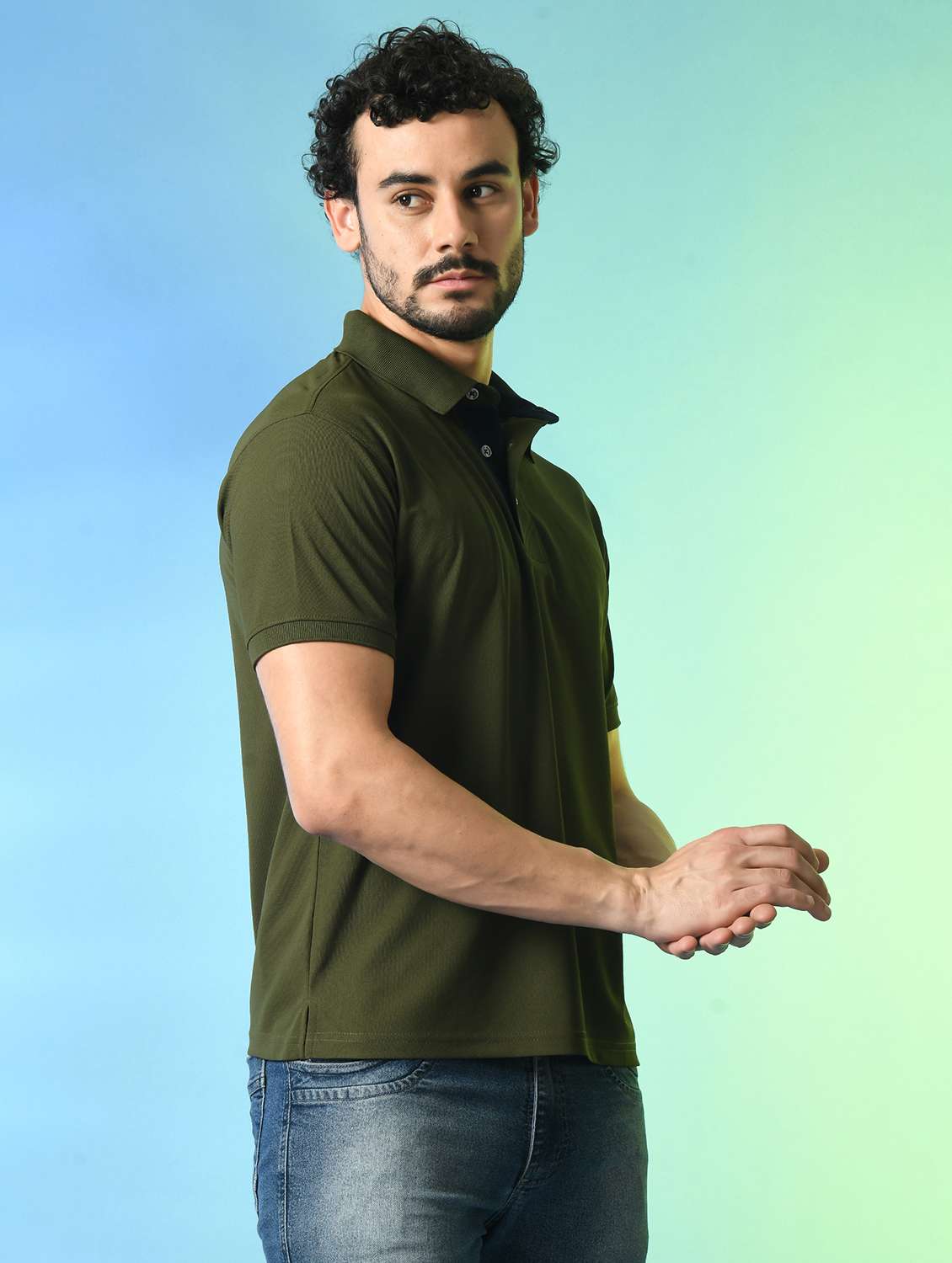 men solid polo t-shirt - 21340530 - Standard Image - 1