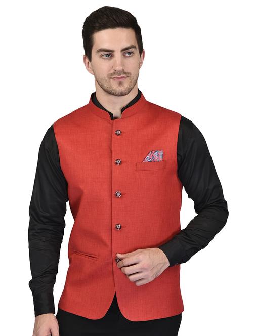 men mandarin neck solid nehru jacket - 21340543 - Standard Image - 0