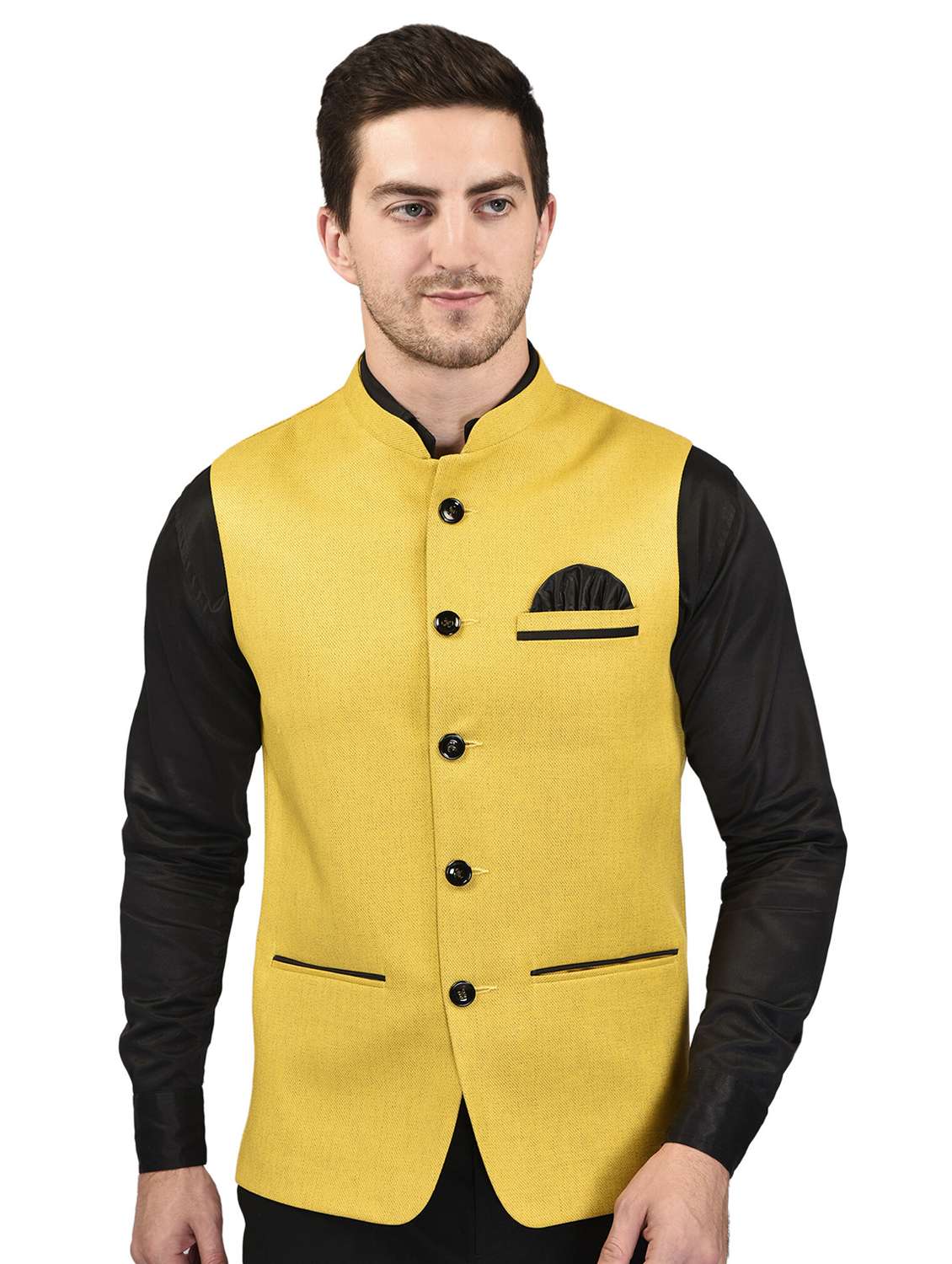 men solid cotton nehru jacket