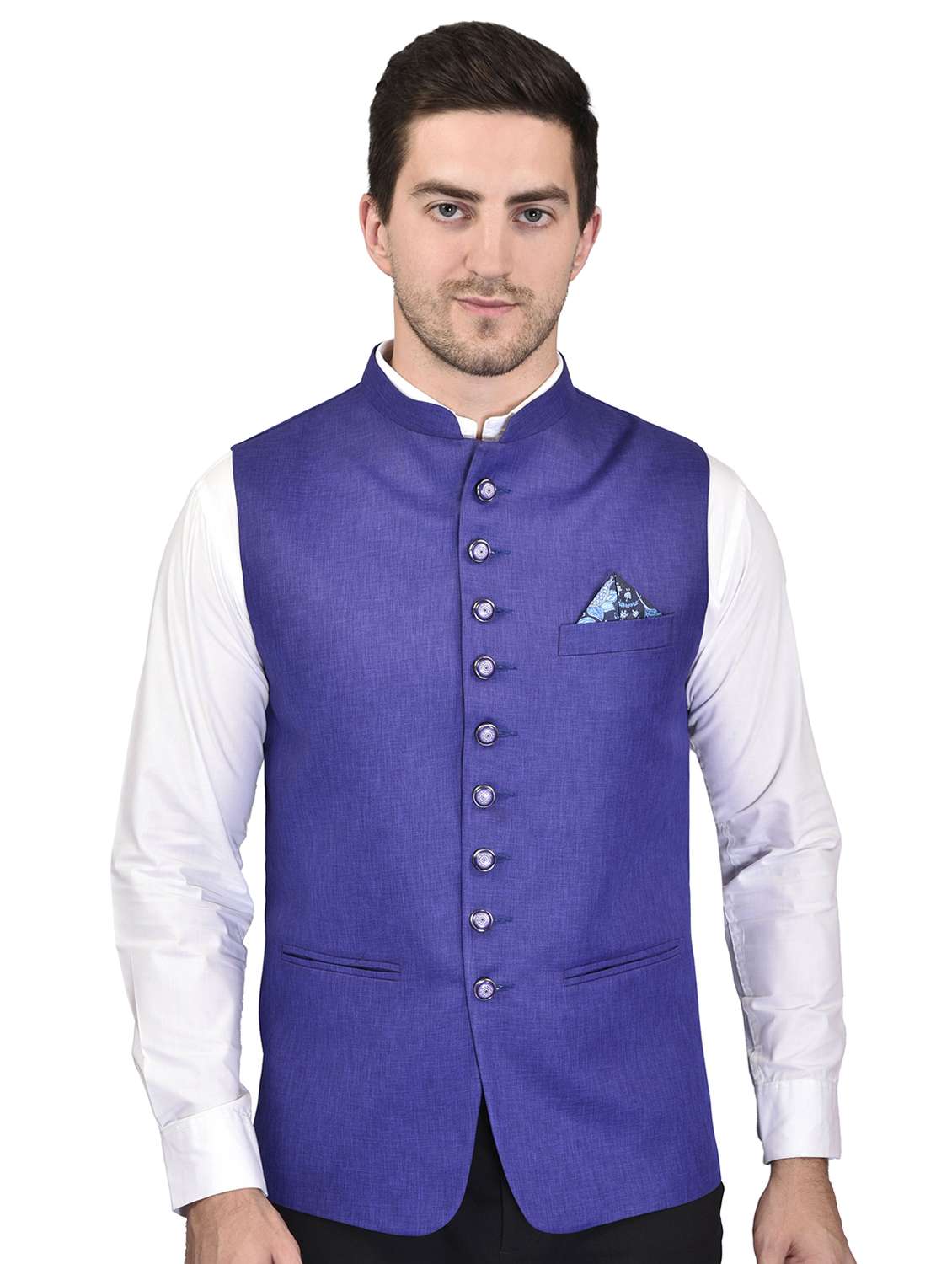 men mandarin neck solid nehru jacket