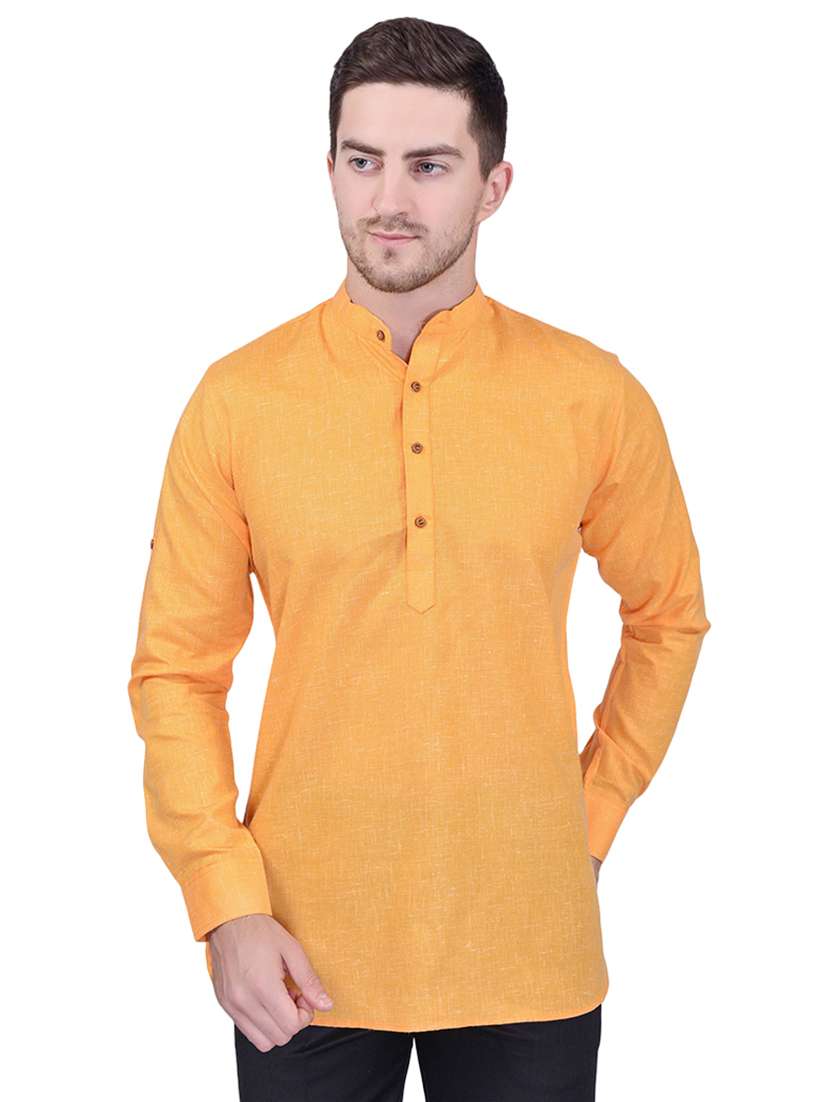 men pack of 2 solid short kurtas - 21340601 -  Standard Image - 1