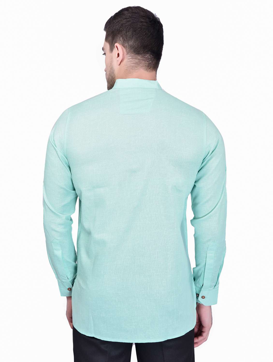 men pack of 2 solid short kurtas - 21340601 -  Standard Image - 4