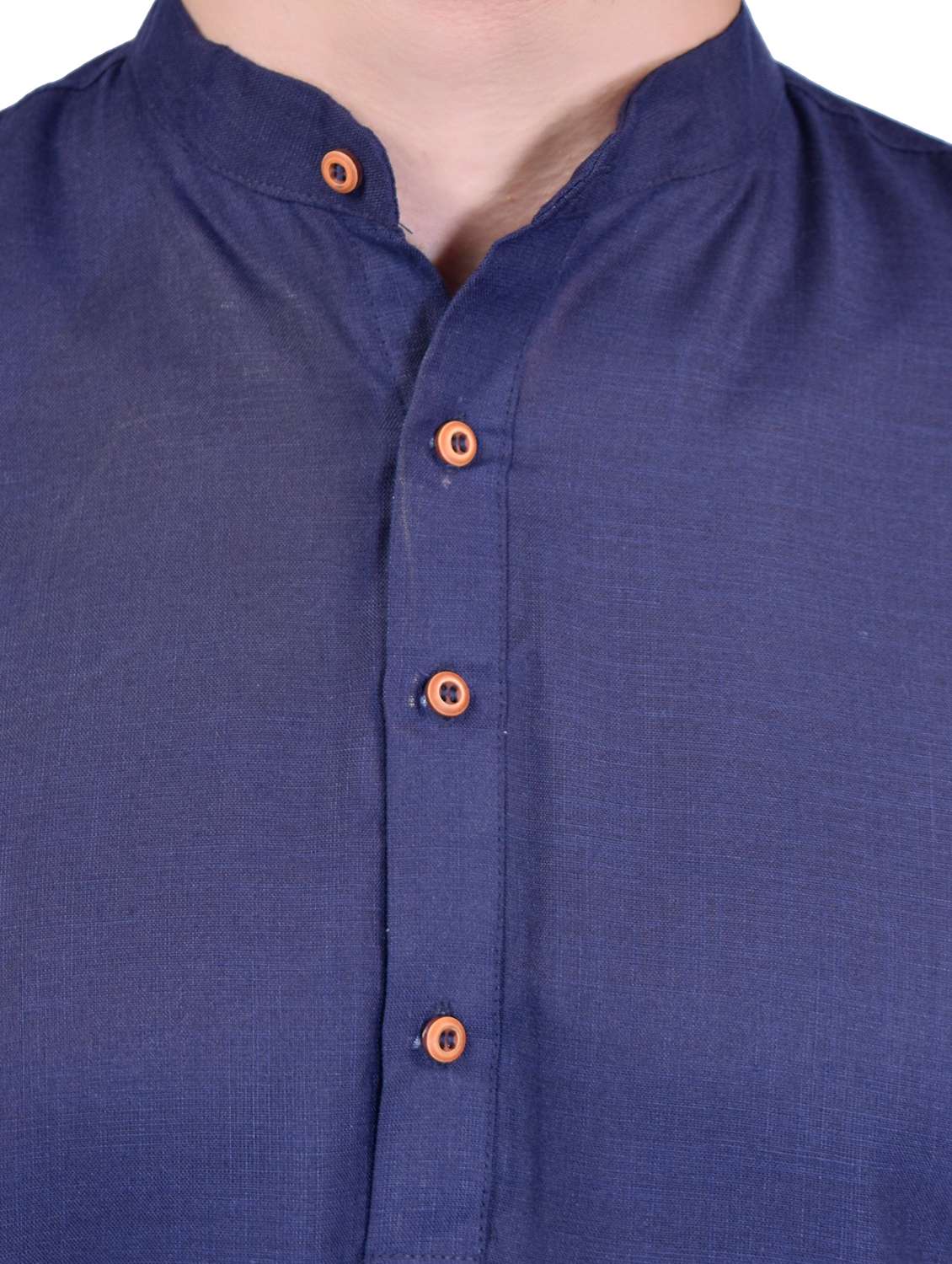 men mandarin neck solid short kurta - 21340613 - Standard Image - 4