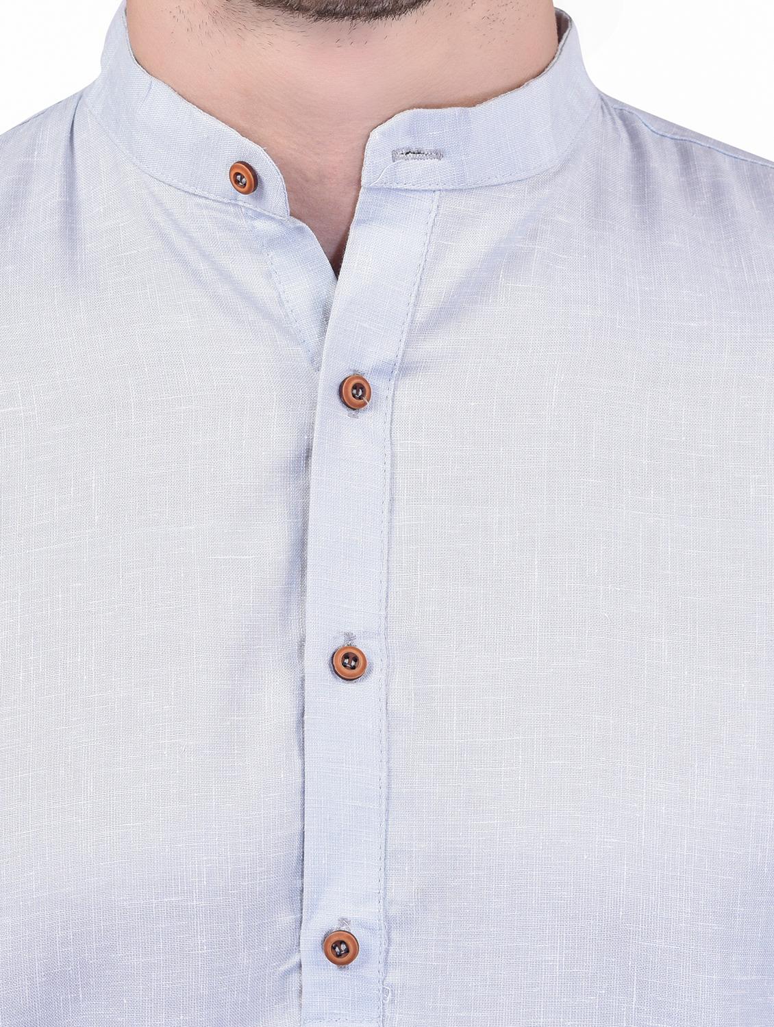 men mandarin neck solid short kurta - 21340622 - Standard Image - 4