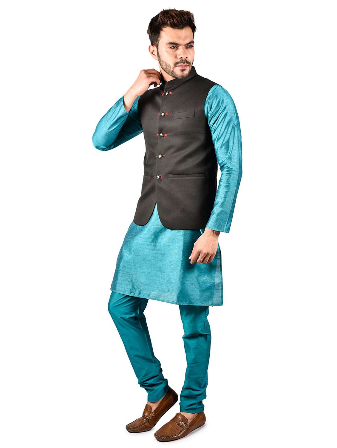 mens kurta pyjama ethnic wear set with nehru jacket - 21340698 - Standard Image - 1