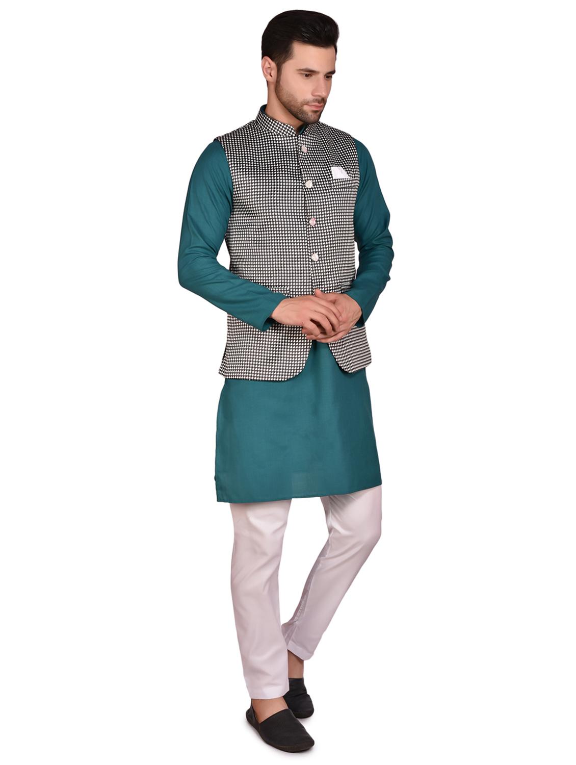 mens kurta pyjama ethnic wear set with nehru jacket - 21340728 - Standard Image - 1