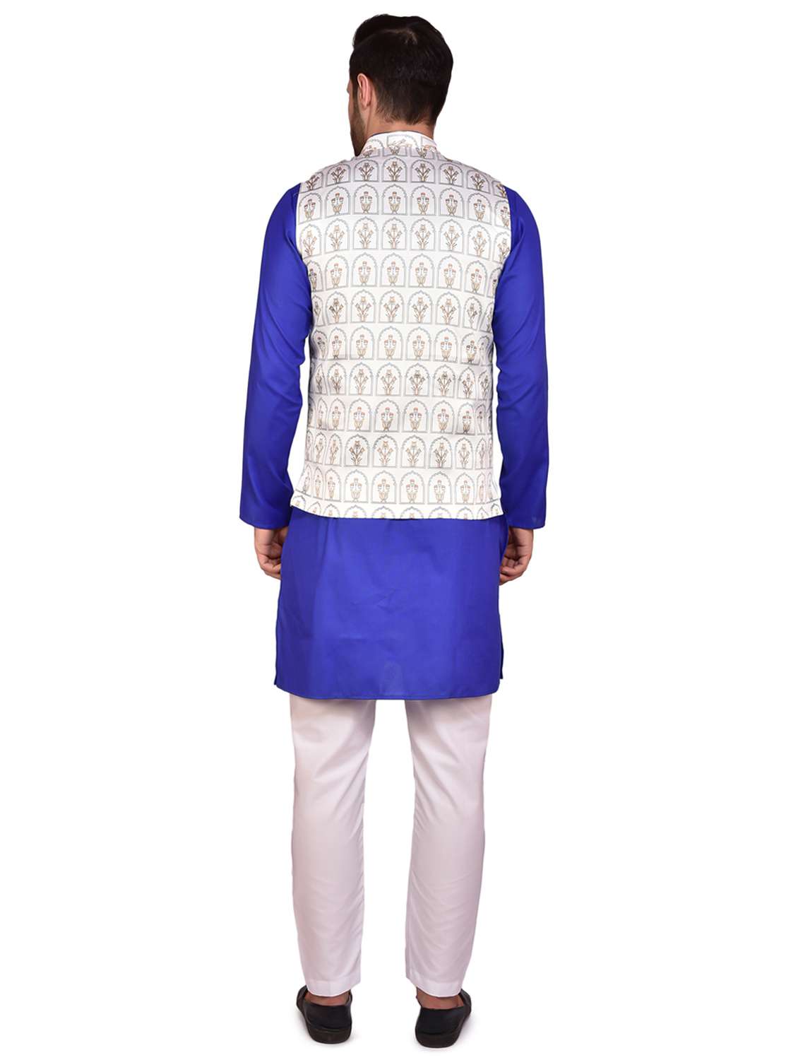 men silk blend kurta pyjama with jacket - 21340740 -  Standard Image - 1