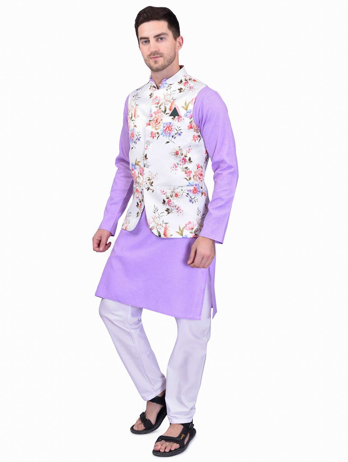 mens kurta pyjama ethnic wear set with nehru jacket - 21340757 -  Standard Image - 1