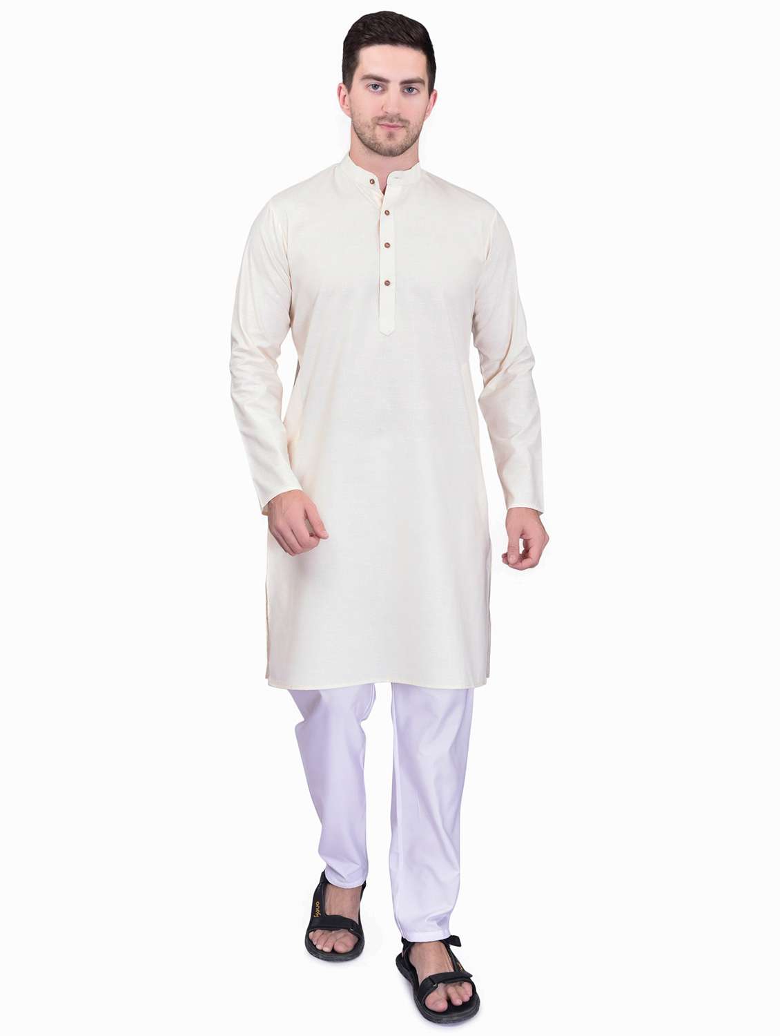 men solid kurta pyjama ethnic wear set - 21340767 -  Zoom Image - 0