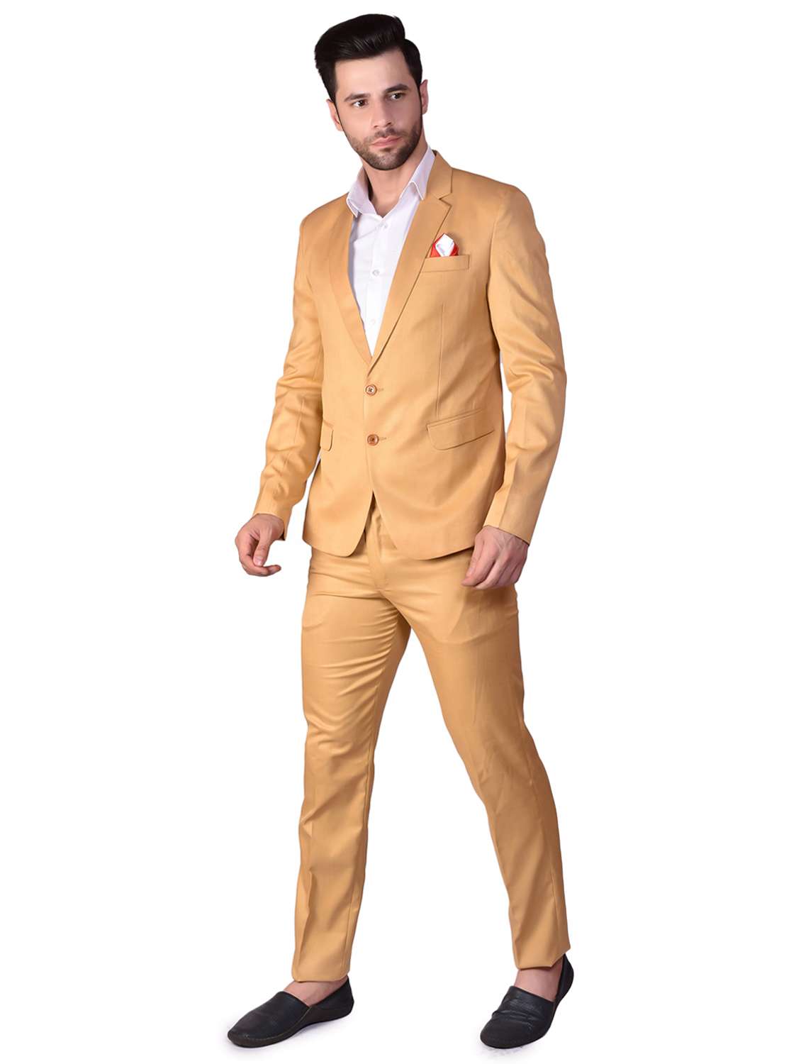 men orange cotton blend single breasted casual blazer - 21340821 -  Standard Image - 1