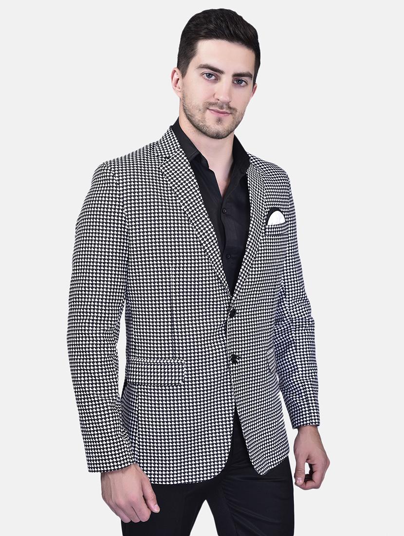 men black cotton blend single breasted casual blazer - 21340826 - Standard Image - 1