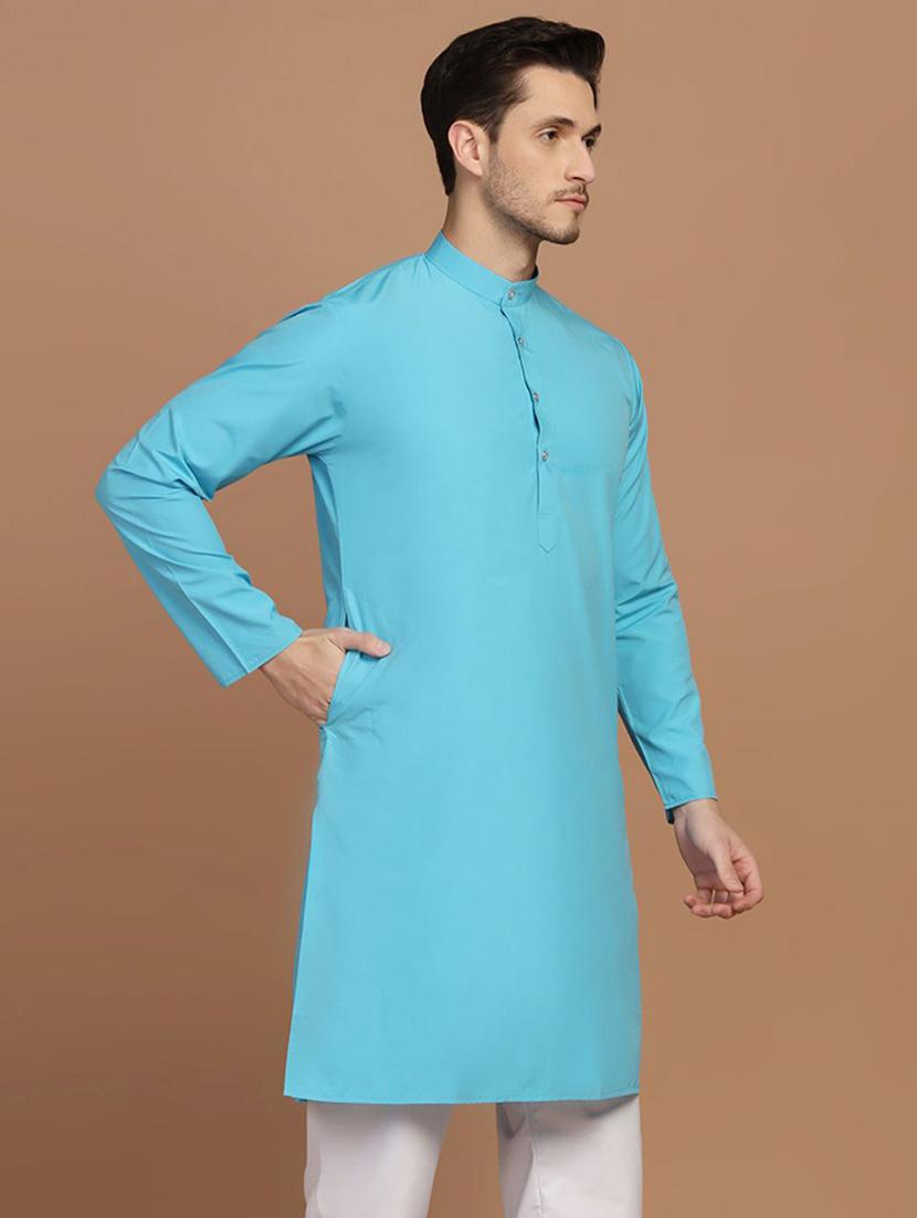 men mandarin neck solids long kurtas - 21340928 - Standard Image - 1