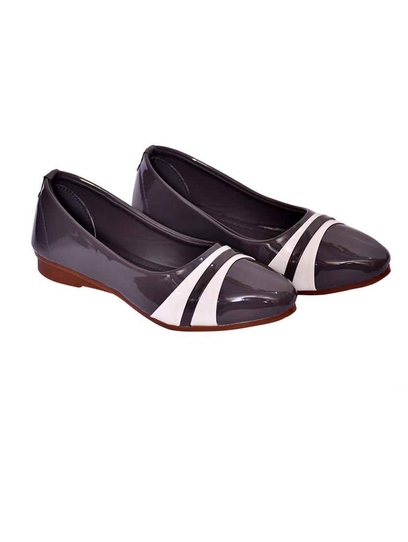 grey leatherette slip on ballerina - 21340951 - Standard Image - 1