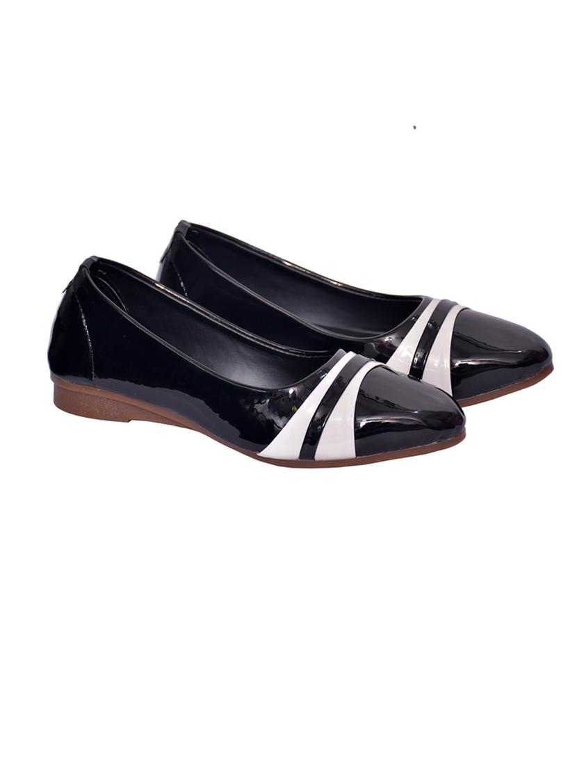 black leatherette slip on ballerina - 21340953 - Standard Image - 1