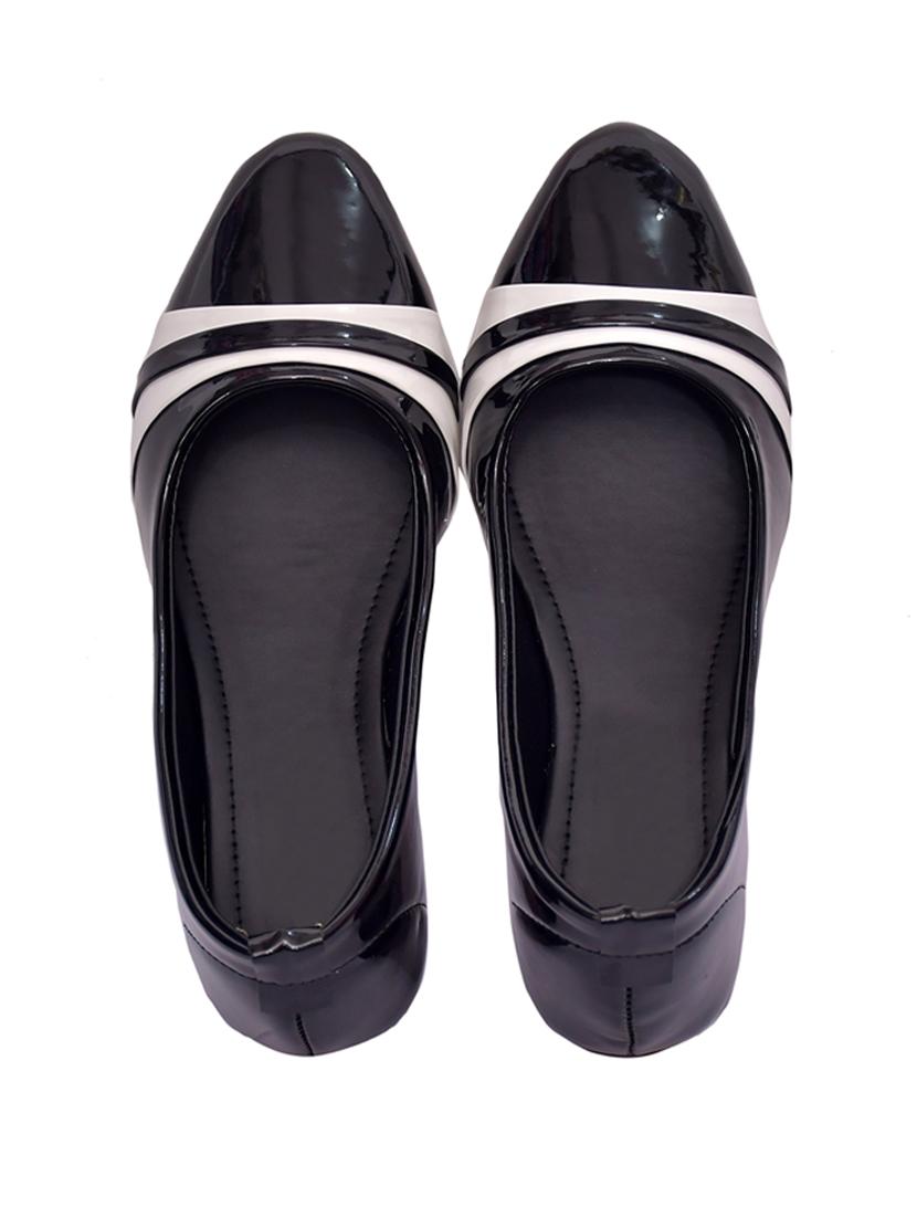 black leatherette slip on ballerina - 21340953 - Standard Image - 4