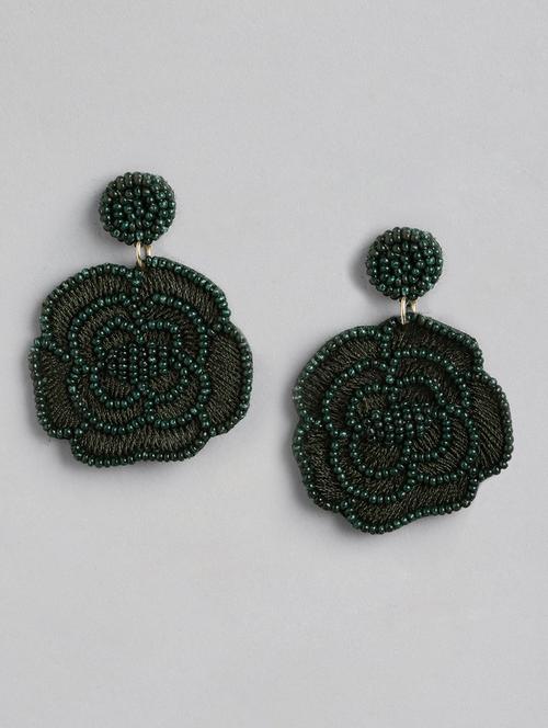green metal drop earrings - 21341462 - Standard Image - 0