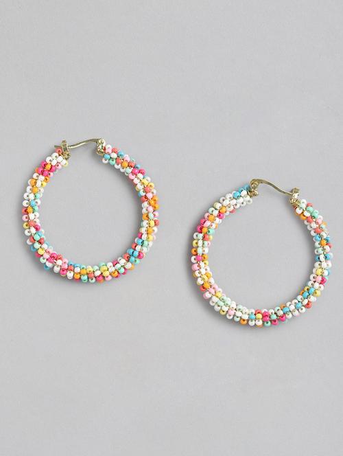 multi colored metal hoop earrings - 21341467 - Standard Image - 0