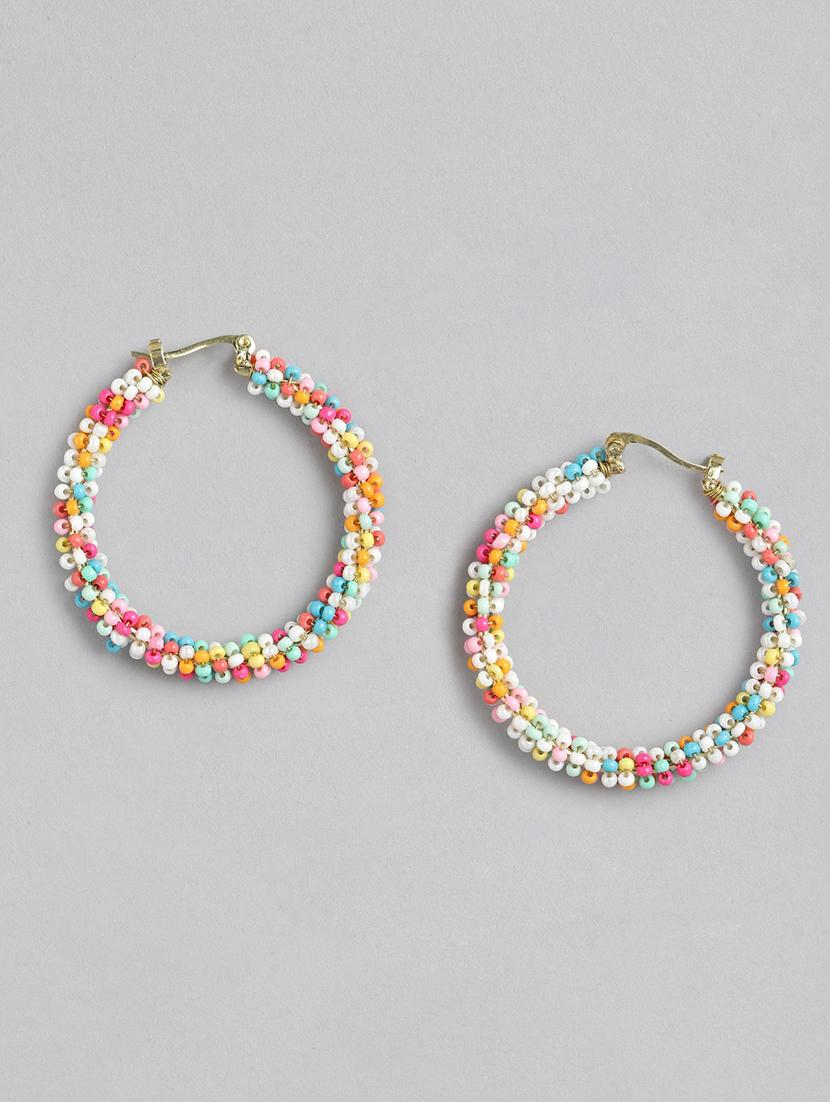 multi colored metal hoop earrings - 21341467 - Zoom Image - 0