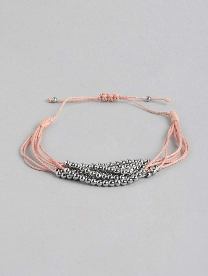 pink metal beaded bracelet