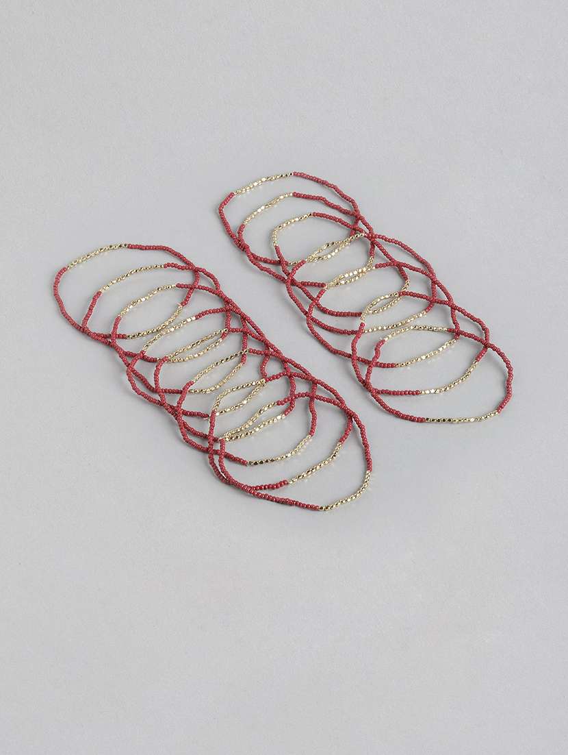 red metal beaded bracelet