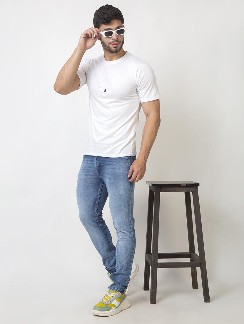 men mid rise plain slim fit jeans - 21341625 - Standard Image - 4